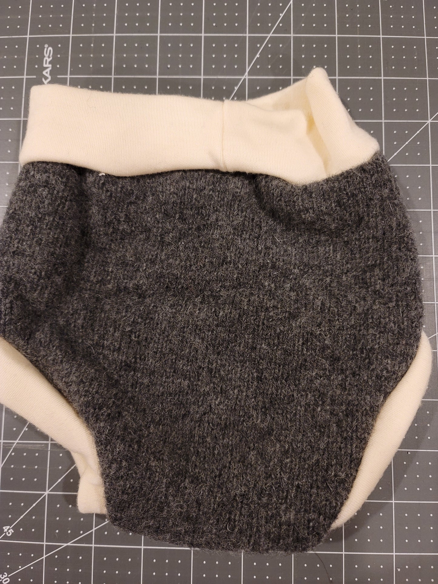 Gray/Biege Medium Wool Diaper Cover