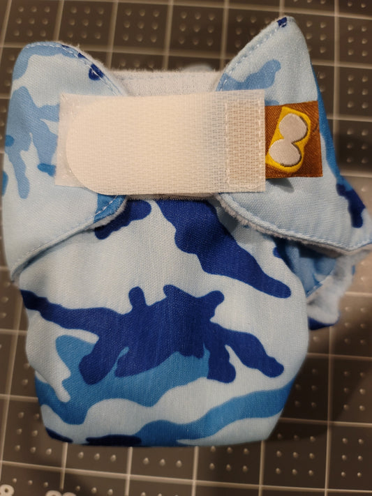 Blue Camouflage Preemie AIO Diaper Size 2