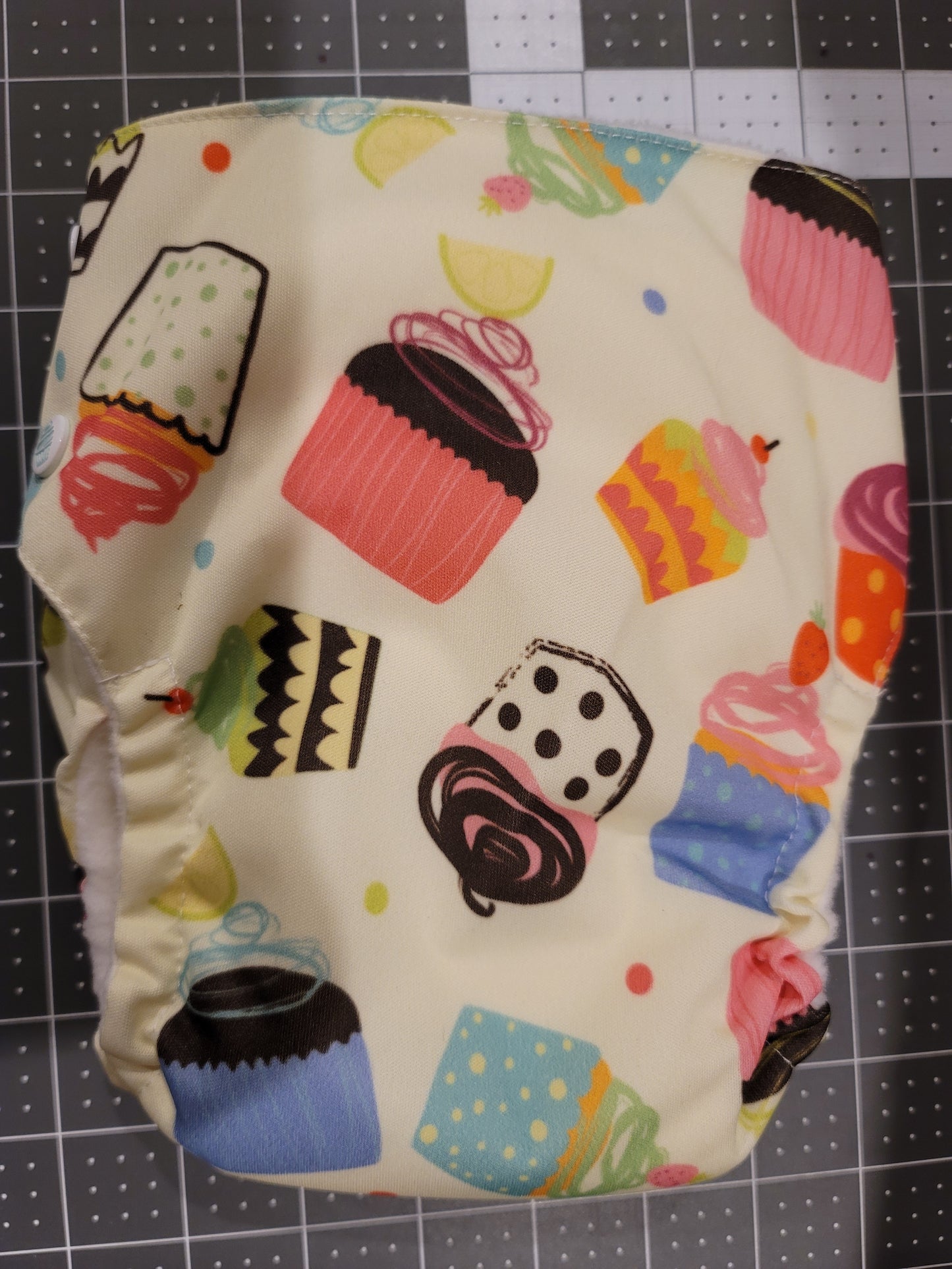 Cupcakes One Size AIO Diaper Side Snap Closure