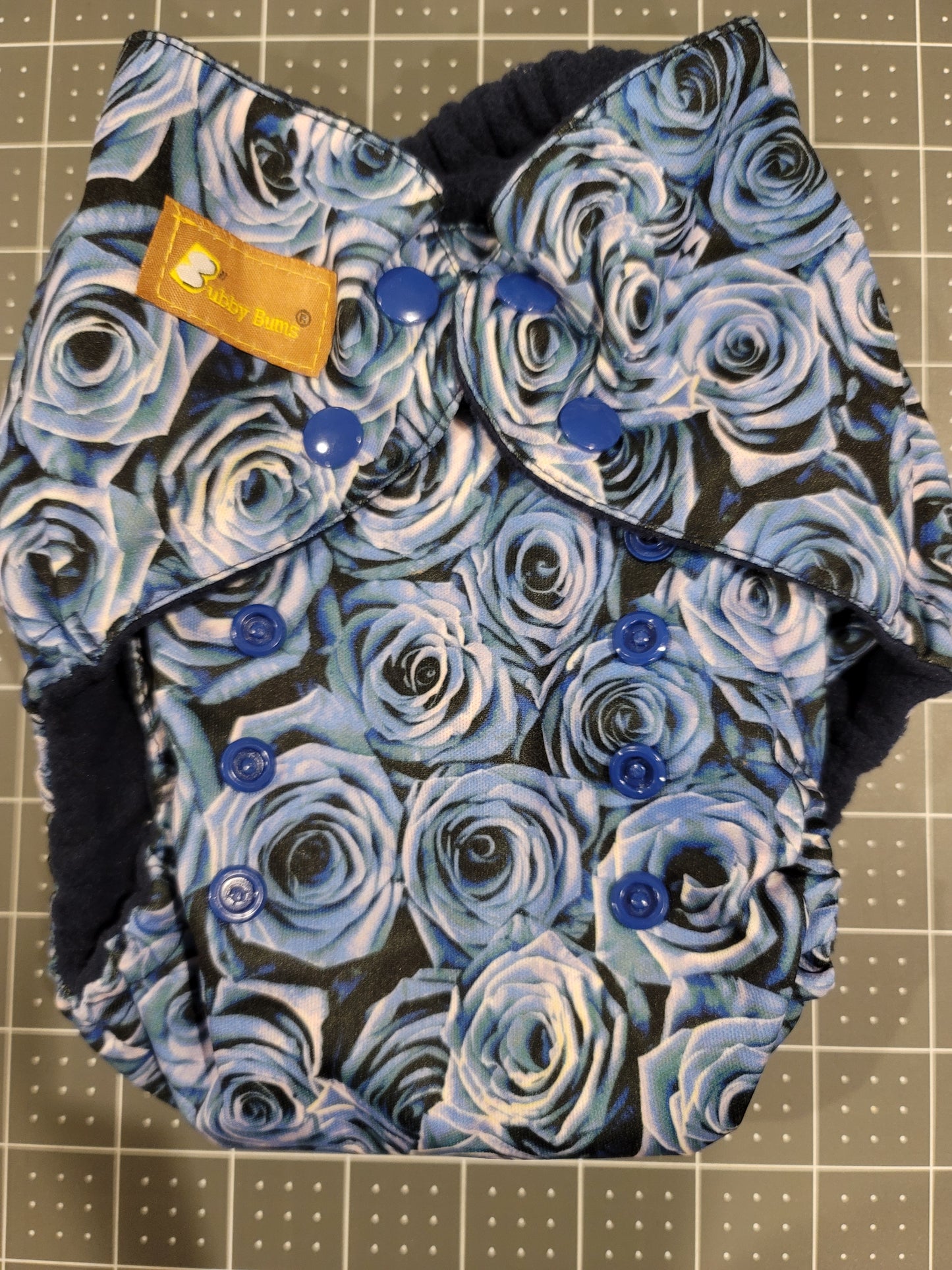 Blue Roses One Size AIO+ Diaper