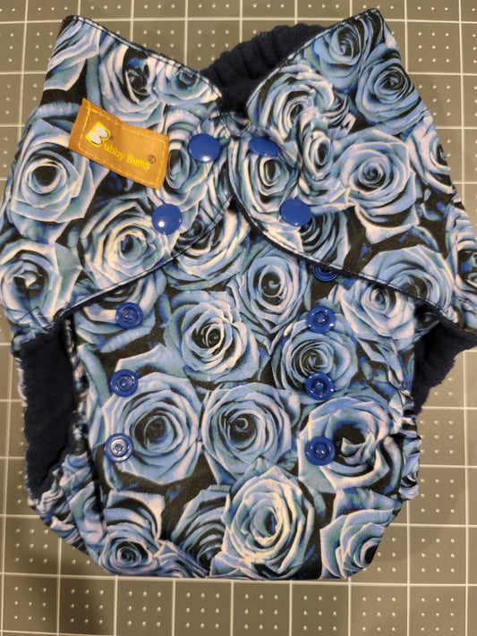 Blue Roses One Size AIO+ Diaper