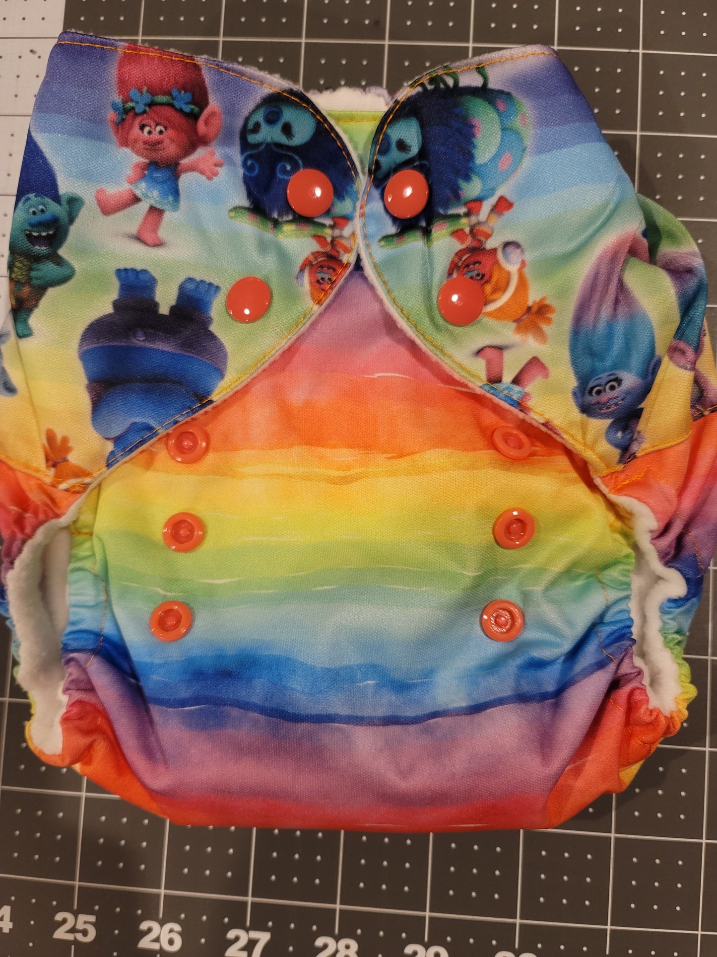 Trolls and Rainbow stripes One Size AIO Diaper