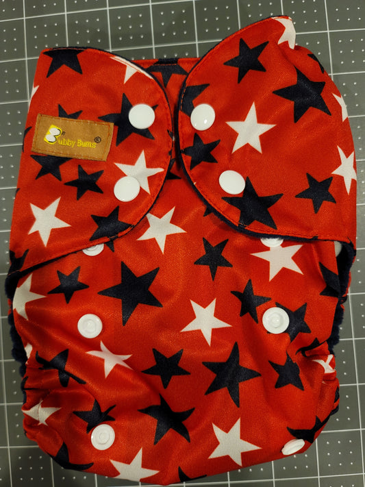 Stars on Red All In Two Diaper