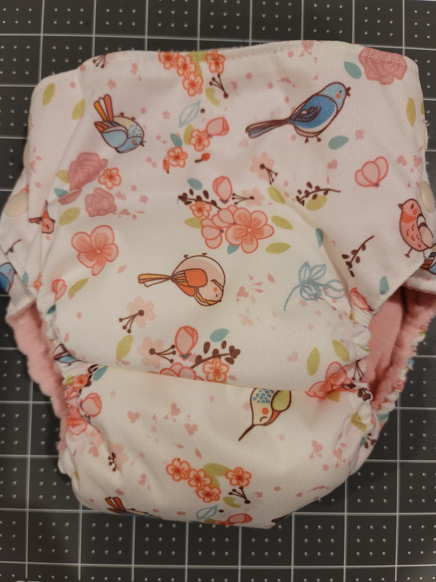 Pretty Birds Large (27-34 lbs) Side Snap AIO Diaper