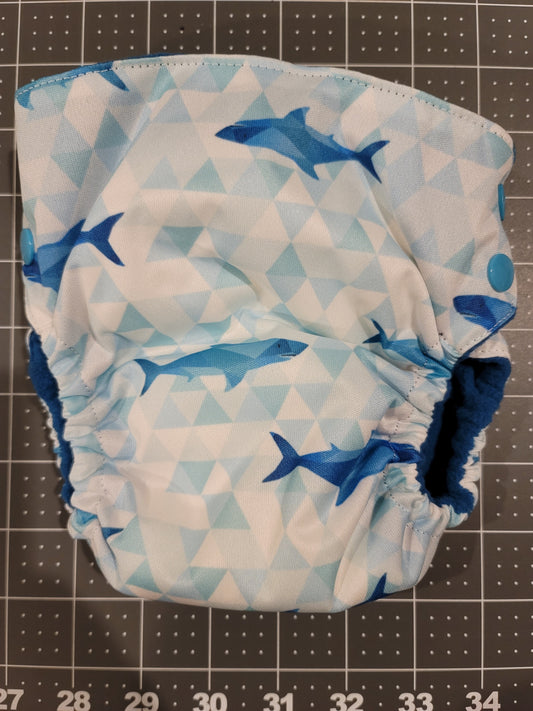 Sharks Side Snap Closure AIO MEDIUM Diaper (16-26 lbs.)