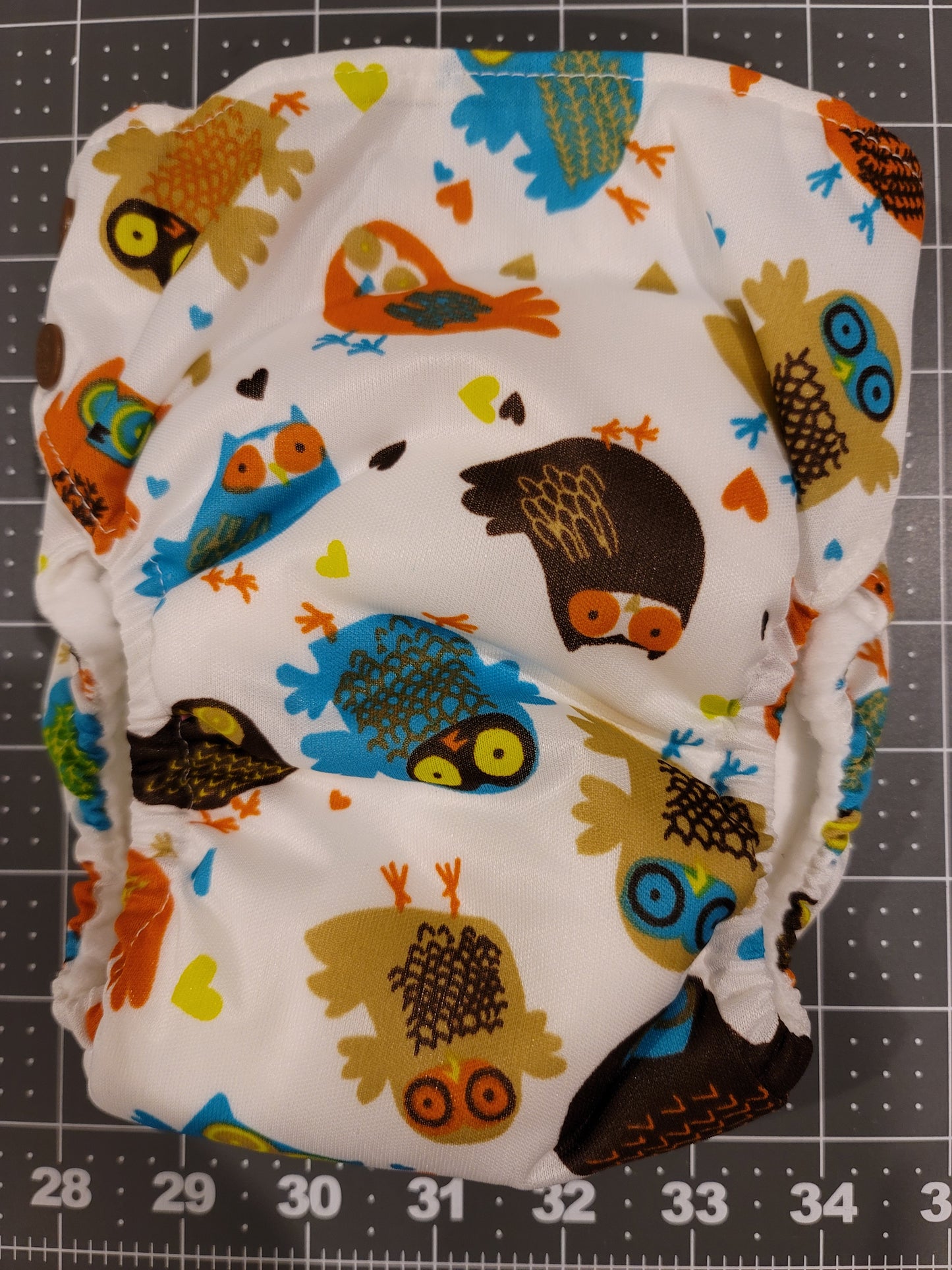 Large (27-34 lbs) Retro Owls Side Snap AIO Diaper