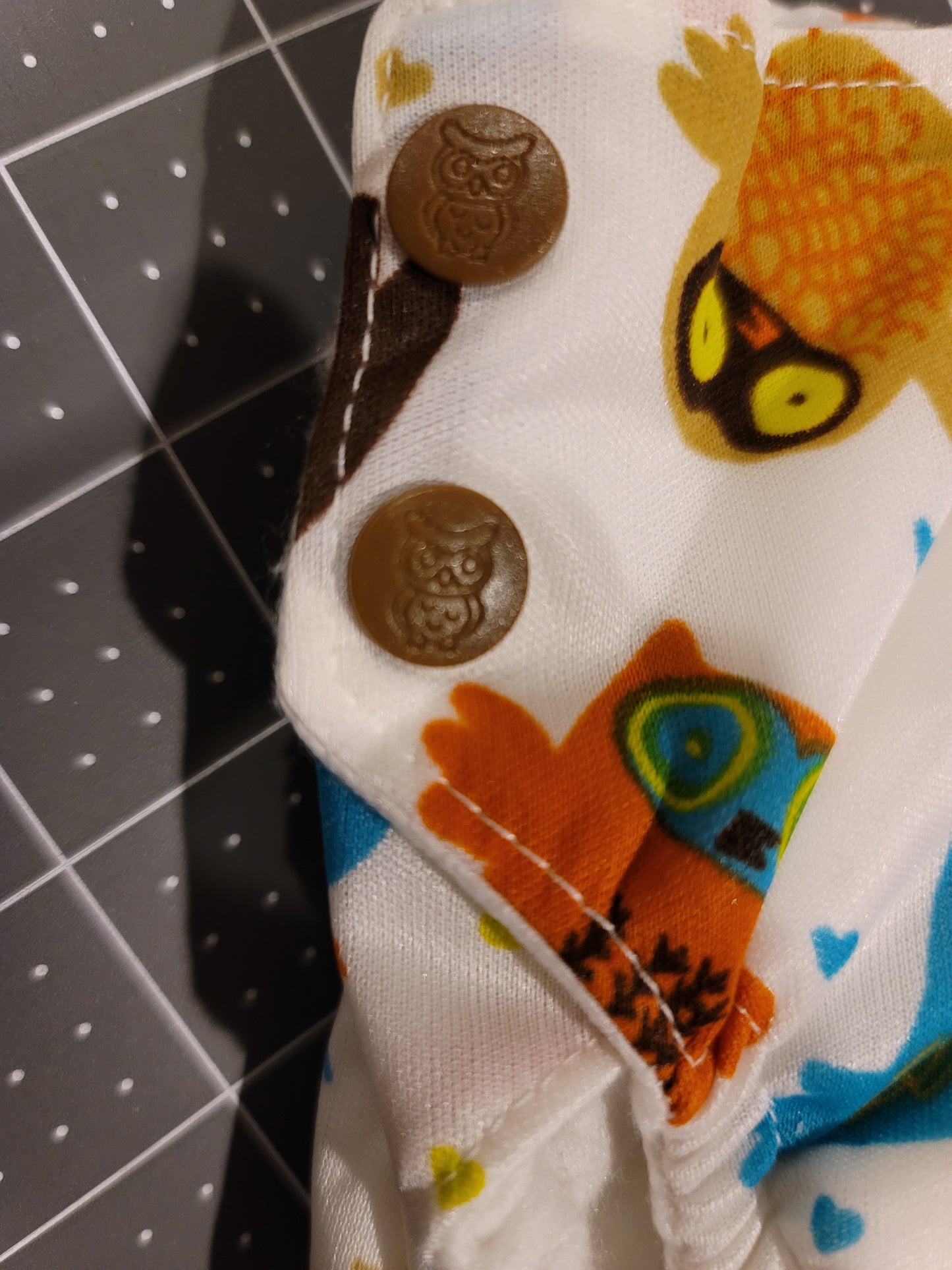 Large (27-34 lbs) Retro Owls Side Snap AIO Diaper