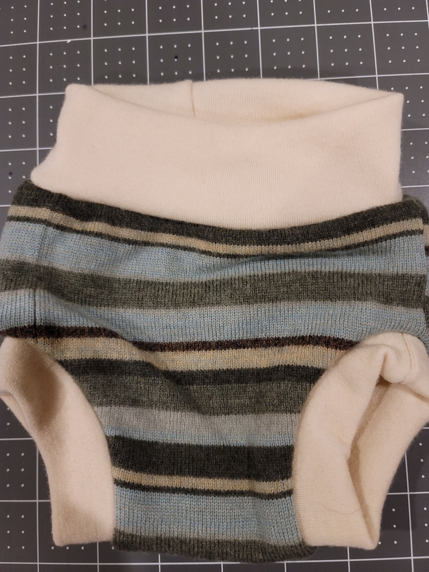 Newborn  Striped Merino Wool Diaper Cover