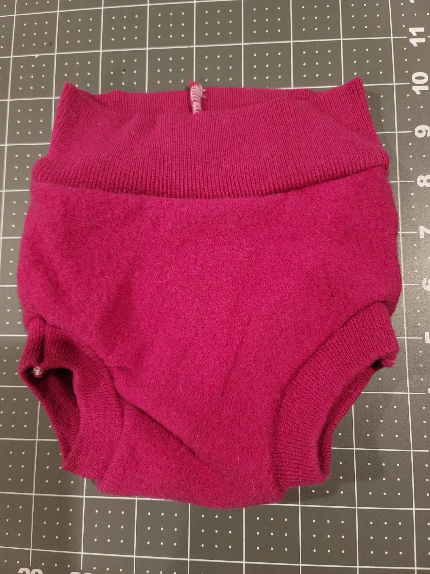 Fuchsia Felted Cashmere Wool Newborn Diaper Cover