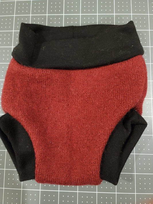 Thick Burgundy Small Wool Diaper Cover