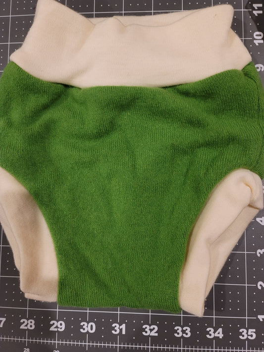 Spring Green Merino  Wool Medium Diaper Cover