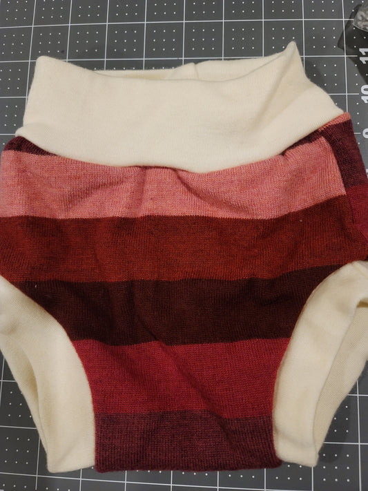 Berry Stripes medium merino wool diaper cover