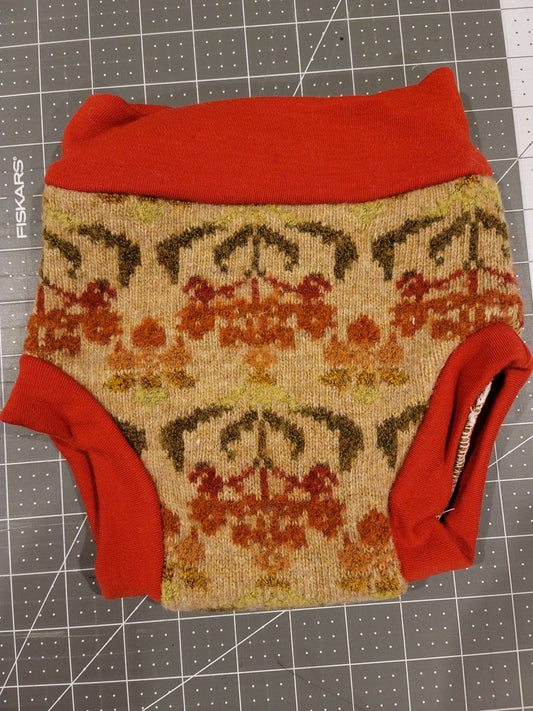 Inverted Flowers Medium Wool Diaper Cover