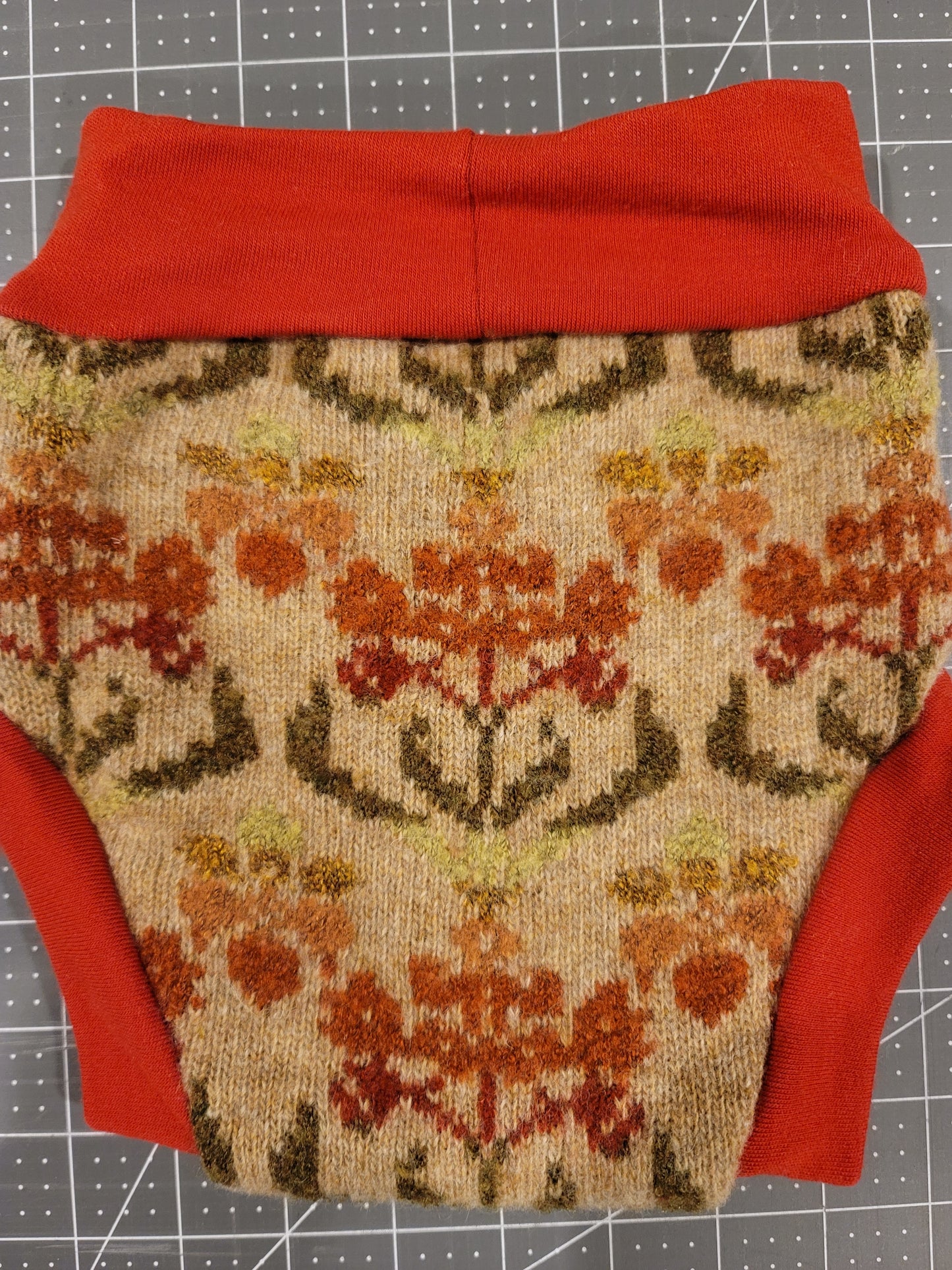 Inverted Flowers Medium Wool Diaper Cover