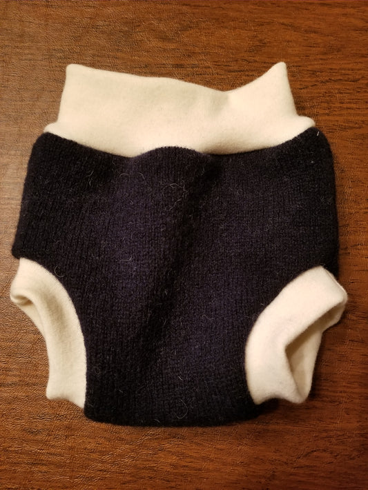 Black Large Merino Wool Diaper Cover