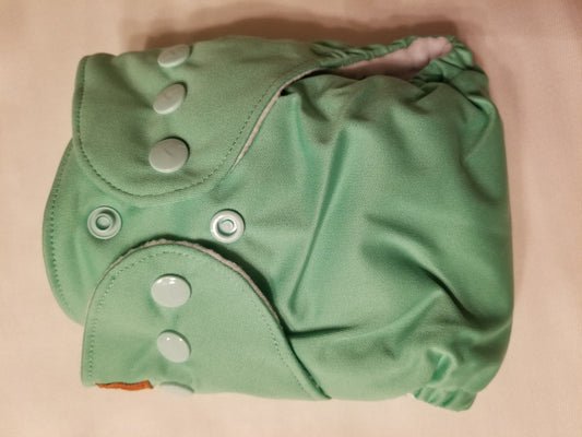 BubbyBums Seafoam Green  Newborn AIO Diapers with Pocket Opening