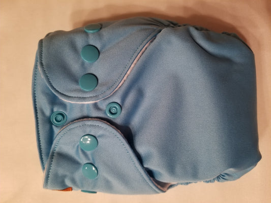 BubbyBums Aqua Blue Newborn AIO Diapers with Pocket Opening