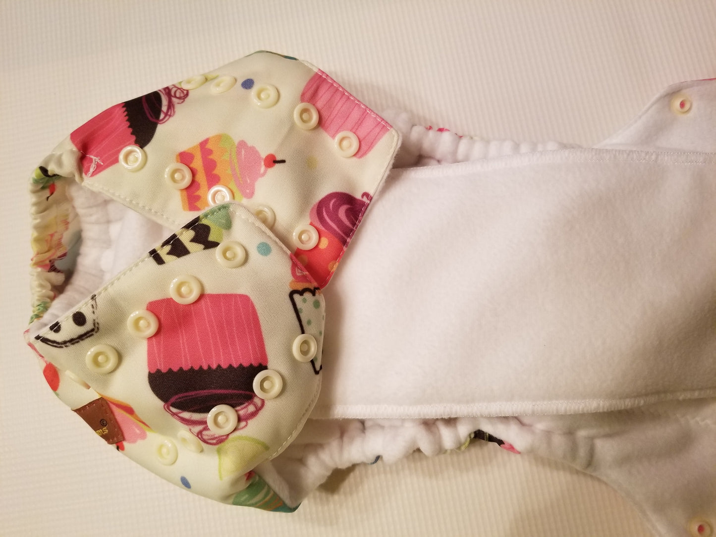 Cupcakes One Size AIO Diaper Side Snap Closure