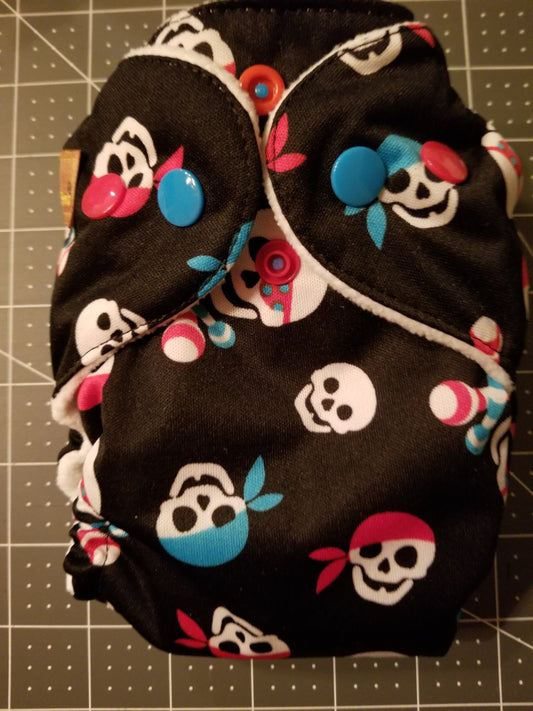 Blue & Red Skulls AIO Newborn Diaper