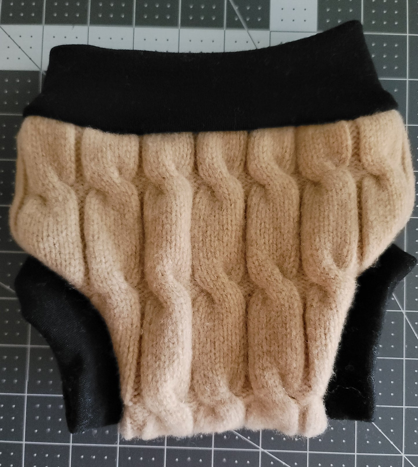 Extra Large Tan Cable Knit Wool Diaper Cover