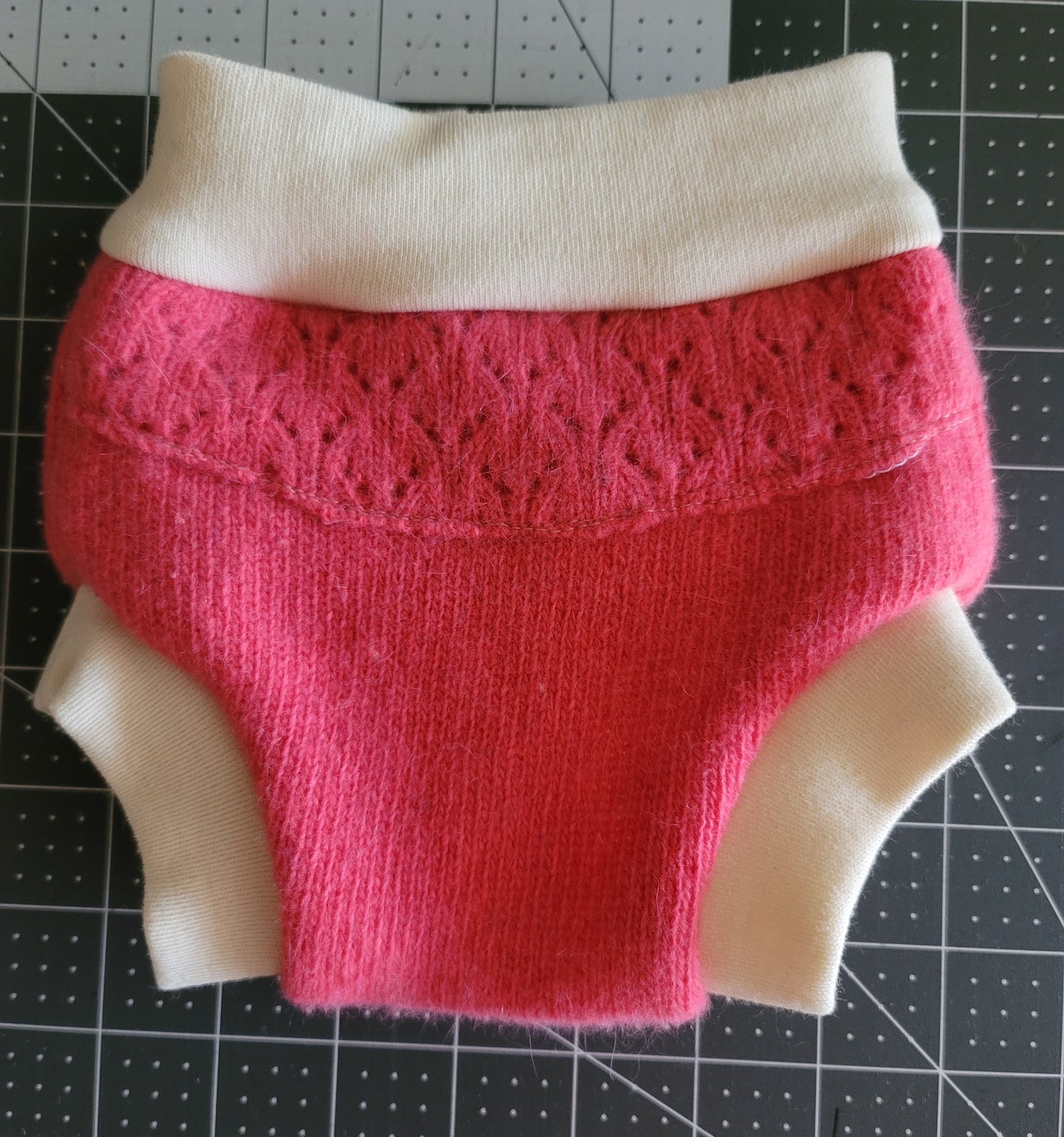 Apricot Newborn Wool with Lacy Overlay Diaper Cover