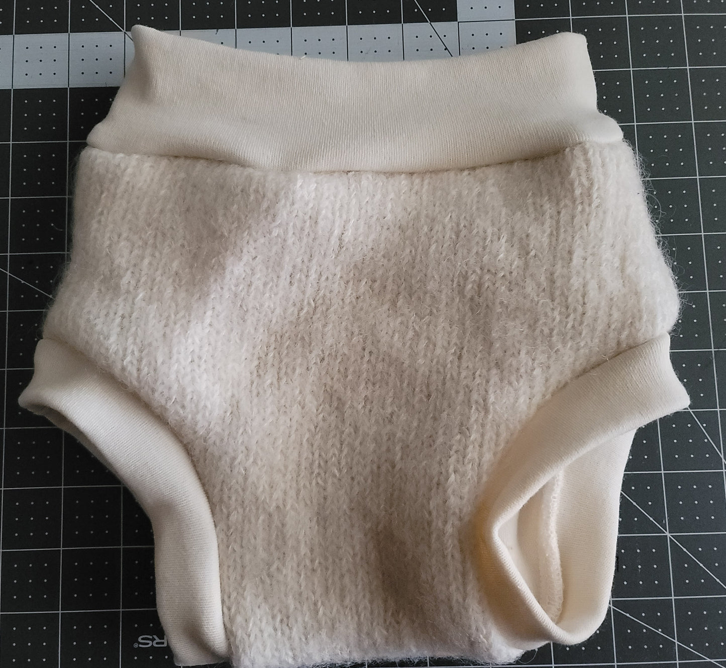 Cream and Gray Large Wool Diaper Cover