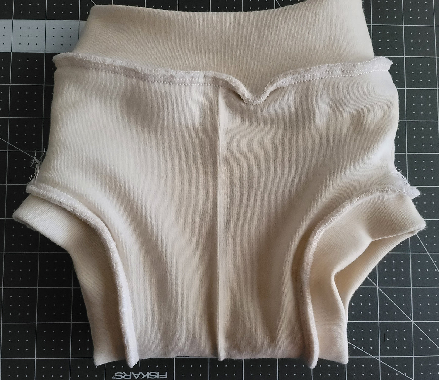 Cream and Gray Large Wool Diaper Cover