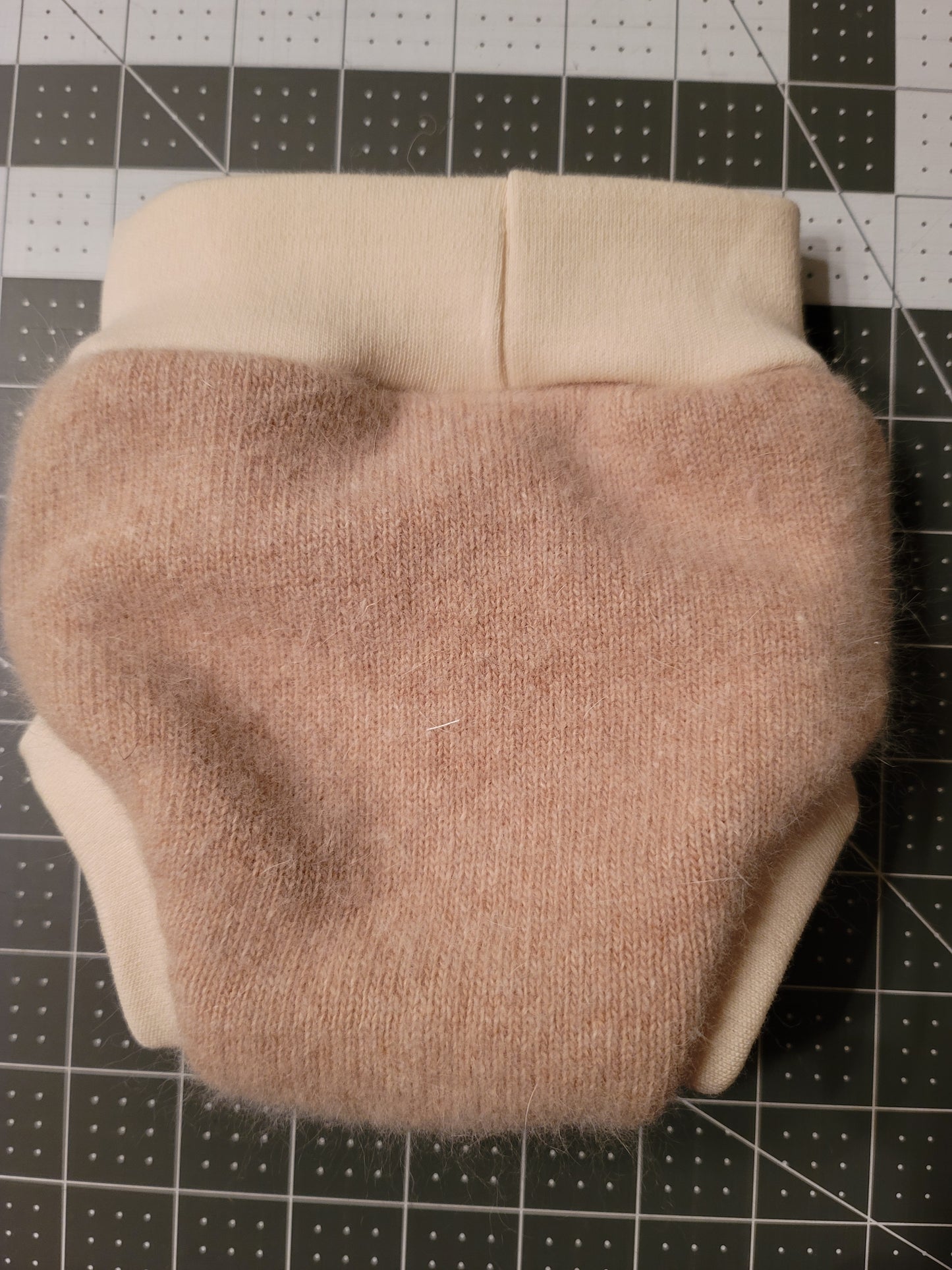 Tan Flower Newborn Wool Diaper Cover