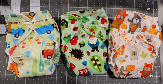 Set of 10 AIO Newborn Diapers  "Outdoors A"