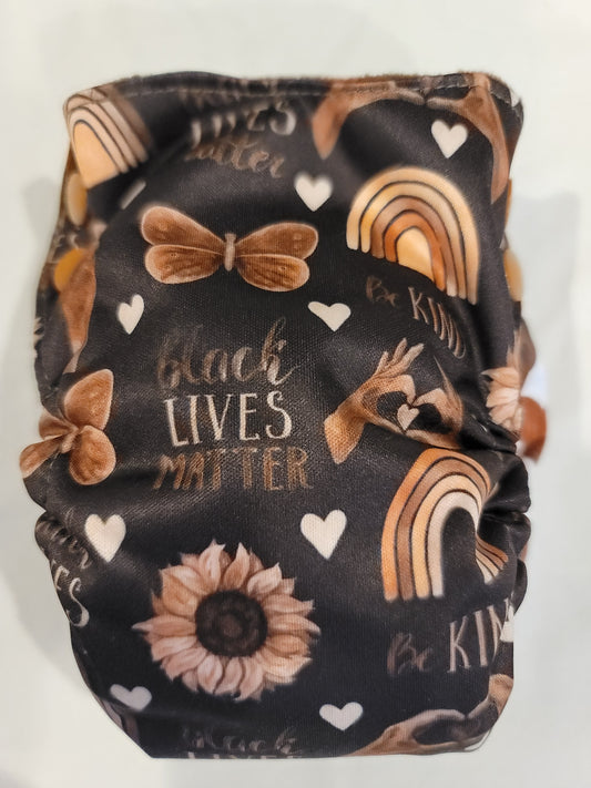 Black Lives Matter Side Snap Closure AIO Newborn Diaper