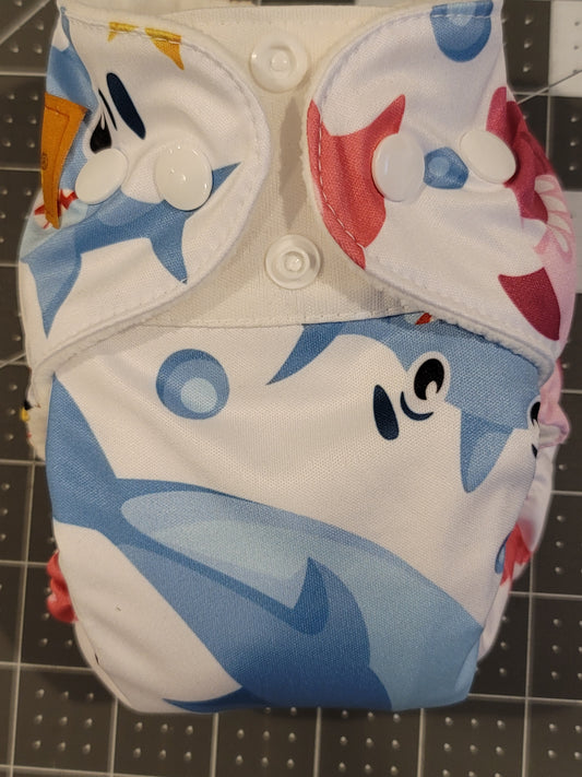 Big Silly Sharks AIO Newborn Diaper