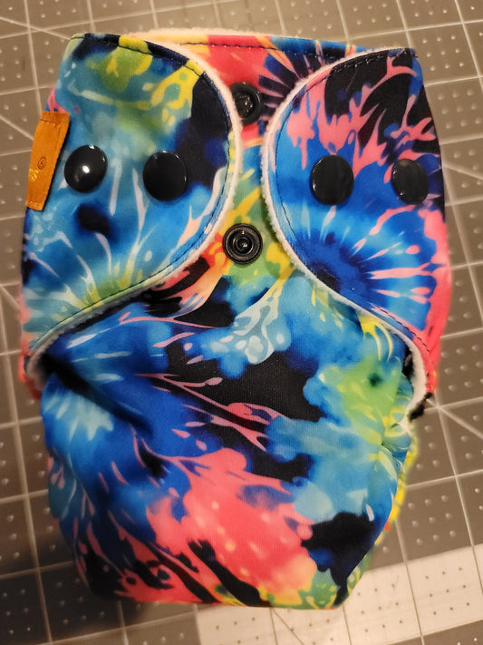 Neon Tie Dye look AIO Newborn Diaper